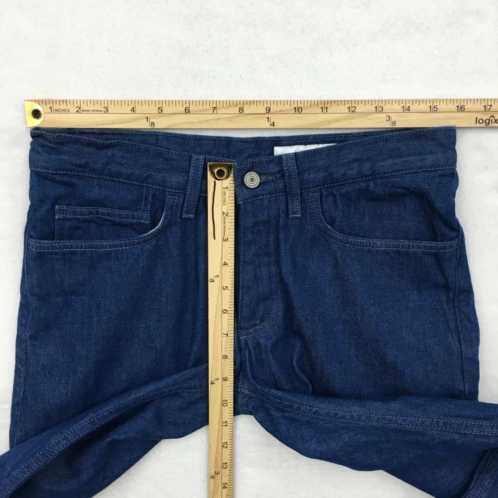 Gustin Mens Slim Fit Raw Denim Jeans Fleece Lined Dark Wash Blue Size 32 #236